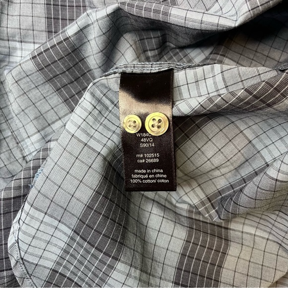 John Varvatos Men’s Plaid Long Sleeve Collar Button Down - Picture 5 of 5